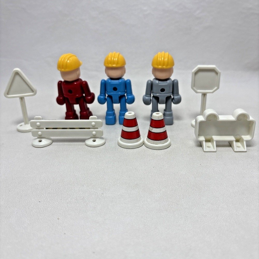 Playmobil Construction Worker Figures 1980s E3 With Signs Vintage - Picture 4 of 4